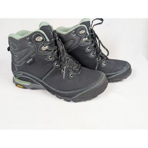 Ahnu‎ Sugarpine II Waterproof Hiking Boots Womens 7 Black Green Bay Vibram Teva